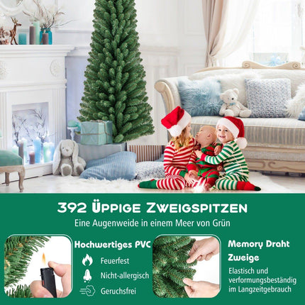 Úzký umělý vánoční stromek 180cm s 392 zelenými větvičkami