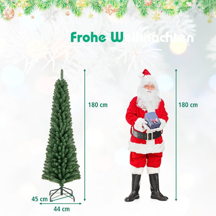 Úzký umělý vánoční stromek 180cm s 392 zelenými větvičkami