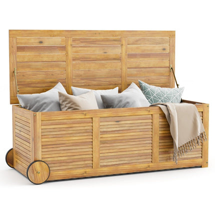 Dřevěný zahradní box 182L na kolečkách s vodotěsnou vložkou a rukojetí 127 x 50 x 45 cm
