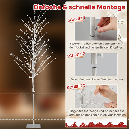 LED bříza 186 cm s teple bílými světly