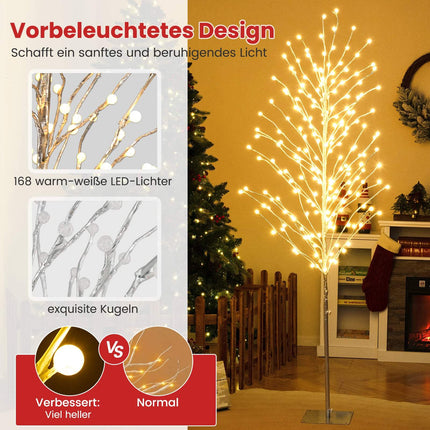 LED bříza 186 cm s teple bílými světly