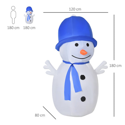 Nafukovací sněhulák, 6ft, LED světla, vánoční dekorace na trávník
