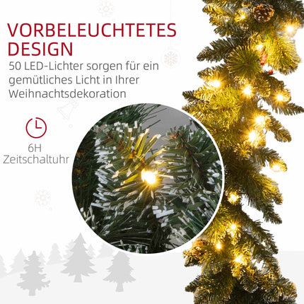 Umělá vánoční girlanda 1.8m s LED osvětlením