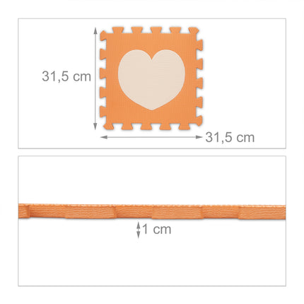 Pěnová podložka puzzle se srdíčky, 18 dílů