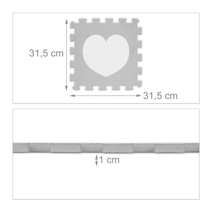 Pěnová podložka puzzle se srdíčky, 18 dílů