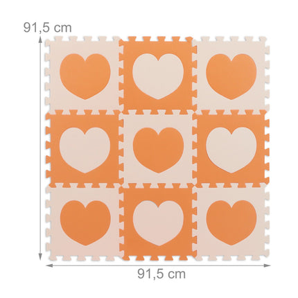 Pěnová podložka puzzle se srdíčky, 18 dílů