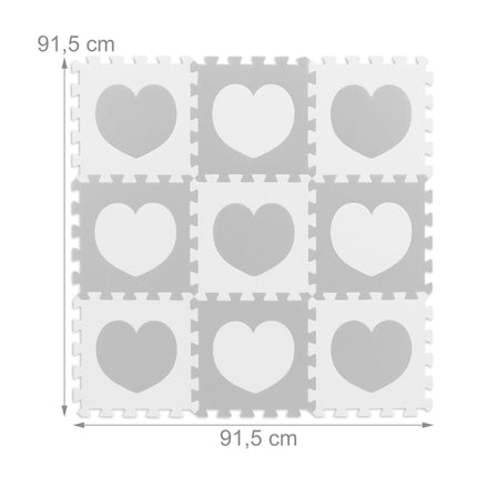 Pěnová podložka puzzle se srdíčky, 18 dílů
