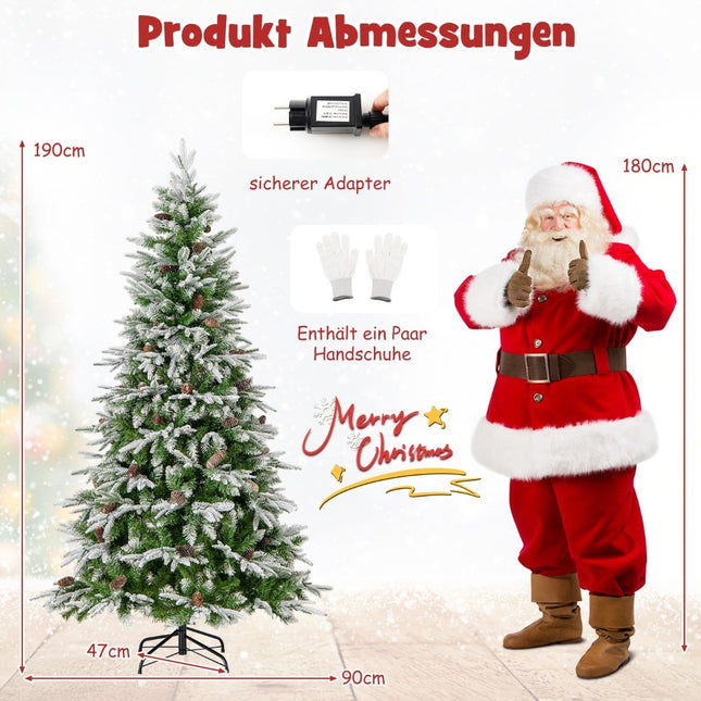 Zasněžený vánoční stromek 190 cm s předinstalovanými LED světly