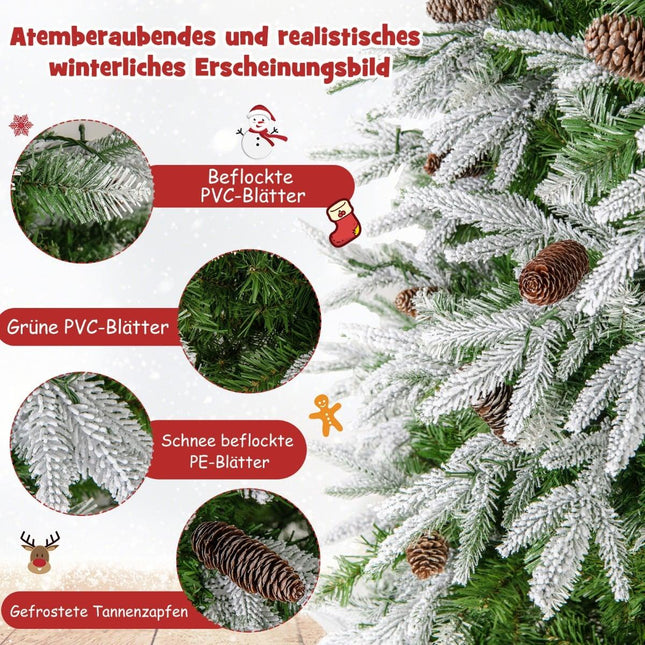 Zasněžený vánoční stromek 190 cm s předinstalovanými LED světly