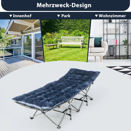 Bavlněná matrace na kempingové lehátko 190 x 70 cm, tloušťka 7 cm, se 4 upínacími popruhy, modrá
