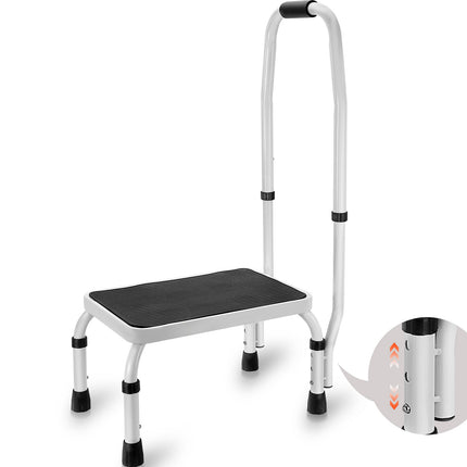 1-Step Steel Step Stool With Handrail, 150 kg, Adjustable
