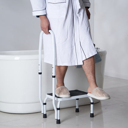 1-Step Steel Step Stool With Handrail, 150 kg, Adjustable