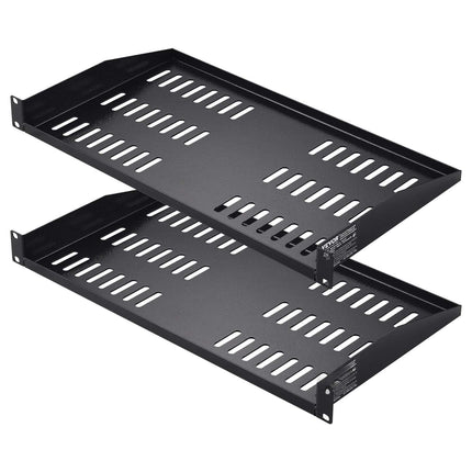 1U Server Rack Shelf 2-Pack, 19 in Vented, 10 in Deep