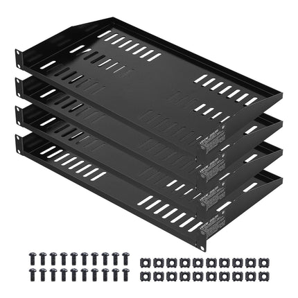 1U Server Rack Shelf 4-Pack, Vented, 10 in Deep