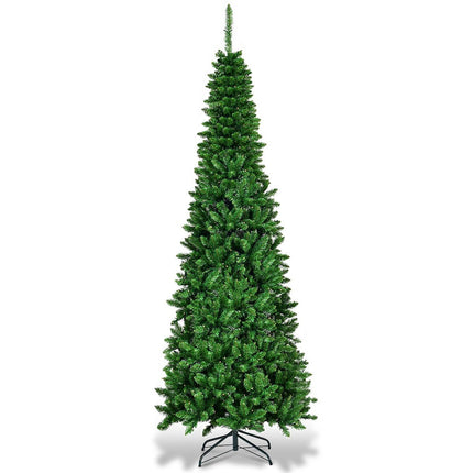 200 cm schmaler Weihnachtsbaum mit warmweißen LEDs künstlicher Weihnachtsbaum grün