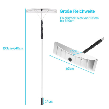 Hliníkový shrnovač sněhu ze střechy 201-630 cm s gumovou lištou
