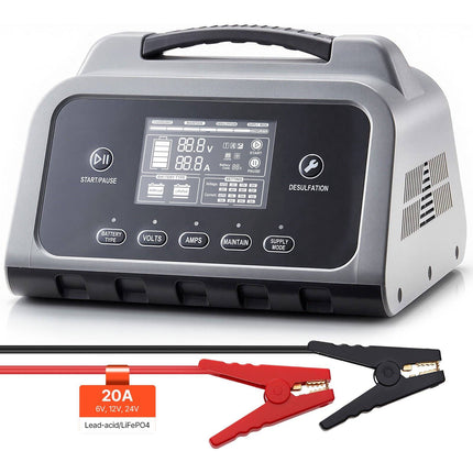 20A Smart Battery Charger 6V-24V, LiFePO4, Lead-Acid