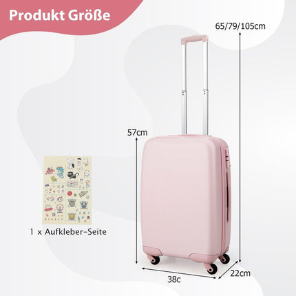 Palubní kufr 20” s otočnými kolečky a TSA zámkem, skořepina PC se samolepkou 38 x 22 x 57 cm růžový