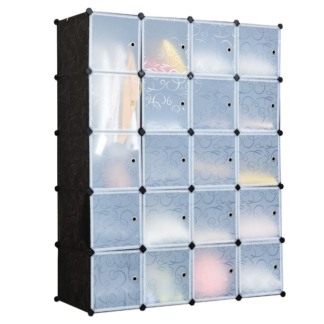 Modulární organizér s 20 boxy, černý, plastový regál