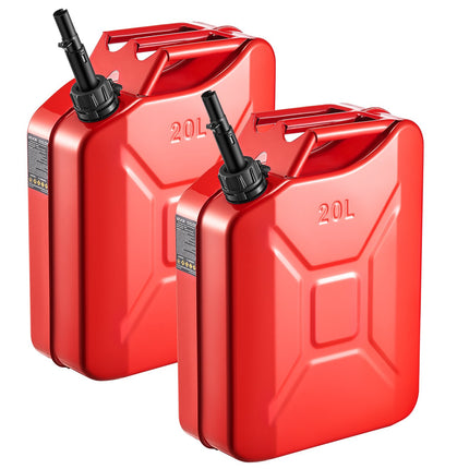 20L Metal Jerry Can Set, Spout, Leakproof, 2-Pack