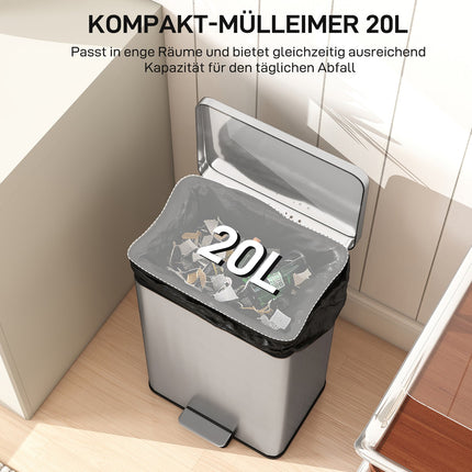 Pedálový koš 20L se soft-close víkem a vyjímatelnou vnitřní nádobou