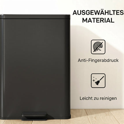20L Soft-Close Pedal Bin with Removable Inner Bucket, Black