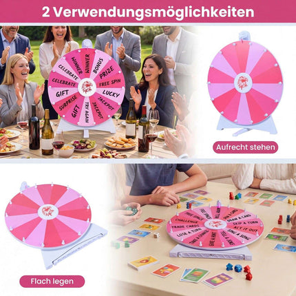 20" Pink Prize Wheel, 14 Slots, Blackboard Marker Included