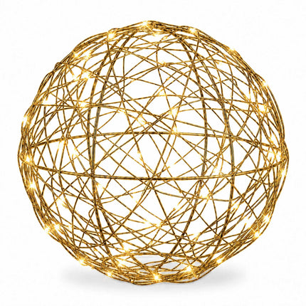 20 cm Gold LED Decor Ball – Warm White Light Sphere