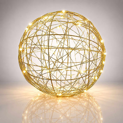 20 cm Gold LED Decor Ball – Warm White Light Sphere