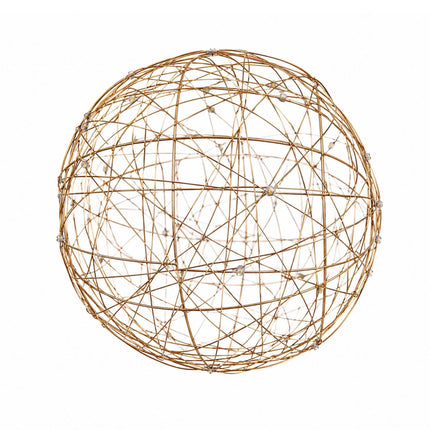 20 cm Gold LED Decor Ball – Warm White Light Sphere