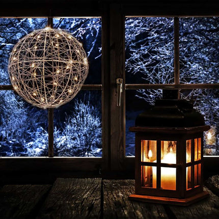 20 cm Gold LED Decor Ball – Warm White Light Sphere