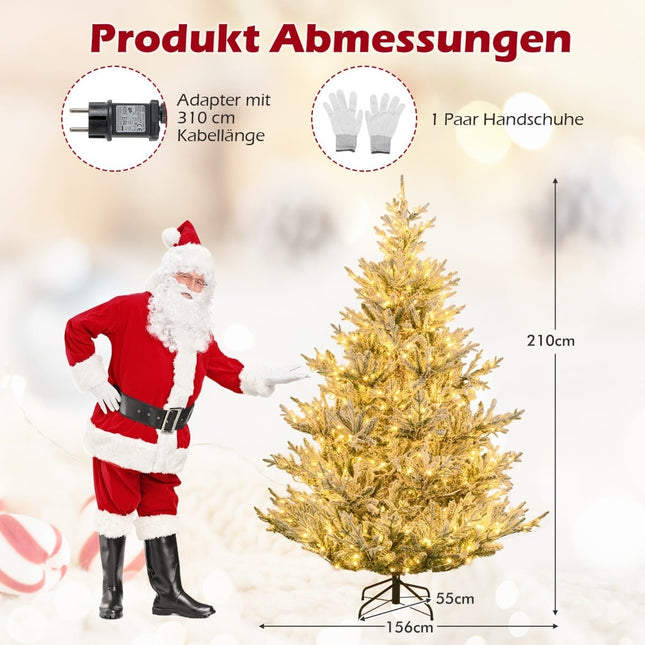 Umělý vánoční stromek 210 cm s osvětlením a sněhem