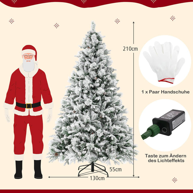 Umělý vánoční stromek 210 cm se sněhem a LED osvětlením