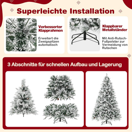Umělý vánoční stromek 210 cm se sněhem a LED osvětlením