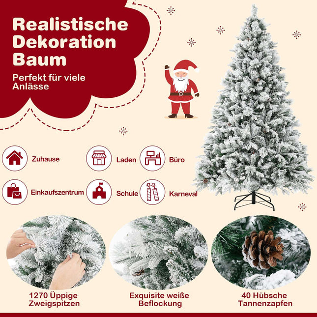 Umělý vánoční stromek 210 cm se sněhem a LED osvětlením