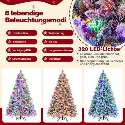 Umělý vánoční stromek 210 cm se sněhem a LED osvětlením