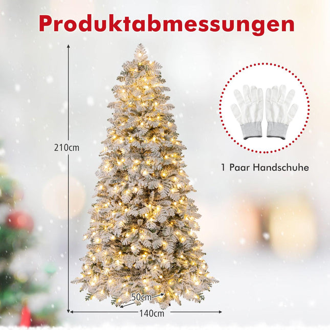Umělý vánoční stromek 210 cm se zasněženými LED světly