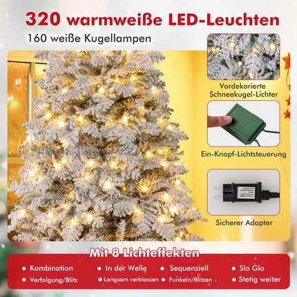 Umělý vánoční stromek 210 cm se zasněženými LED světly