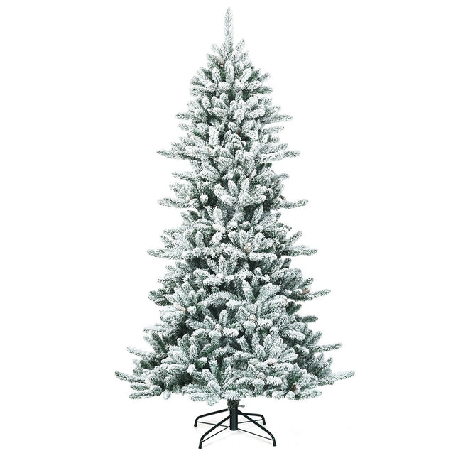 210 cm Artificial Snowy Christmas Tree with Pinecones