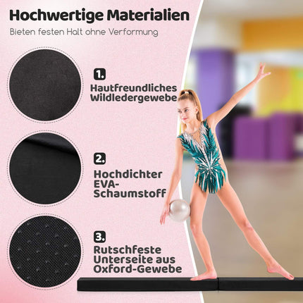 Skládací gymnastická kladina 210 cm, protiskluzová, černá