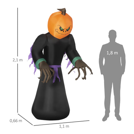 210 cm Inflatable Pumpkin Ghost with LED Lights, Outdoor Decor