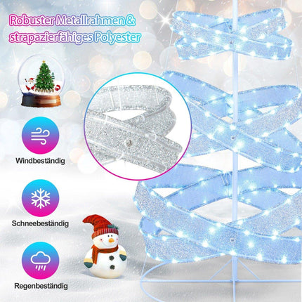 LED spirálový vánoční stromek 210 cm z polyesteru a kovu s 341 LED, 34 světelnými režimy a hvězdou