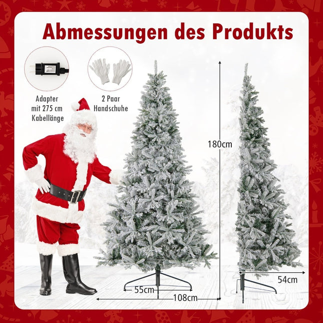 Poloviční umělý vánoční stromek 210 cm s osvětlením, zasněžený