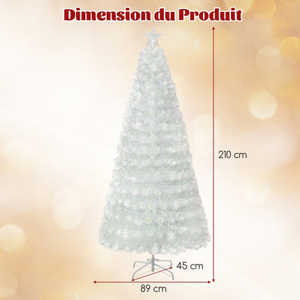 Bílý umělý vánoční stromek 210 cm s LED osvětlením
