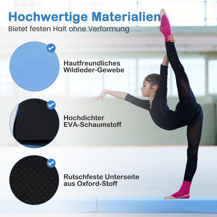 Gymnastická kladina 210 cm, skládací, protiskluzová, nosnost do 73 kg, modrá