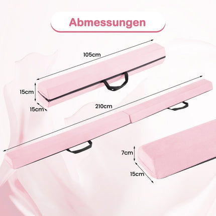 210 cm balance beam gymnastics beam foldable gymnastics beam non-slip balance beam up to 73 kg pink