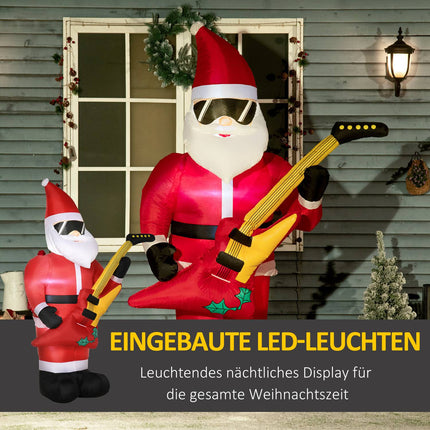 Nafukovací Santa s kytarou a LED světly, 215 cm, voděodolný