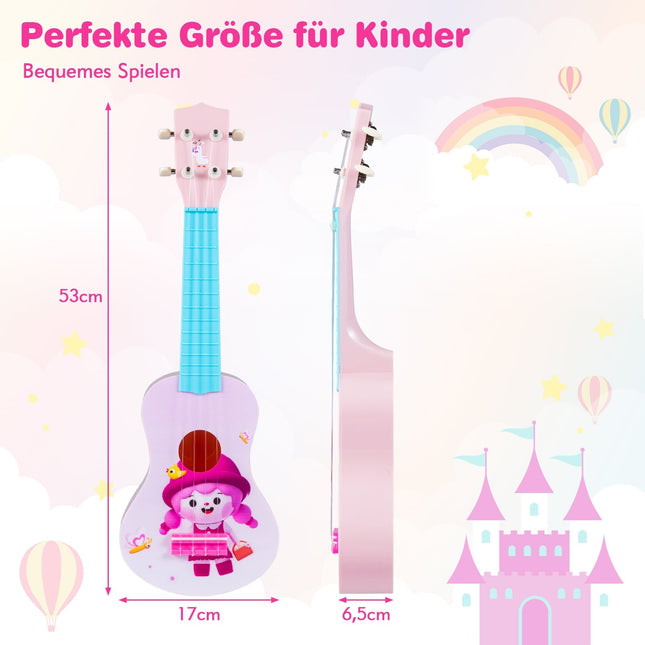 Růžové dětské ukulele 21 palců, nylonové struny, pro začátečníky
