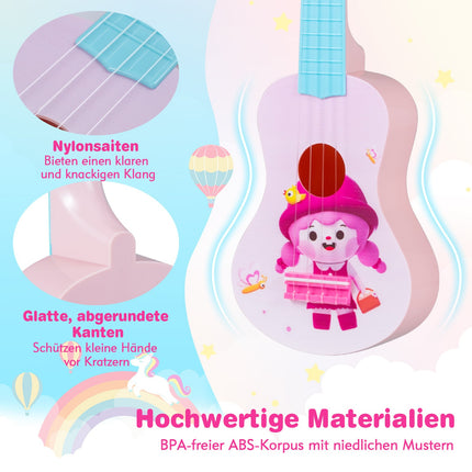 Růžové dětské ukulele 21 palců, nylonové struny, pro začátečníky