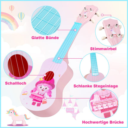 Růžové dětské ukulele 21 palců, nylonové struny, pro začátečníky